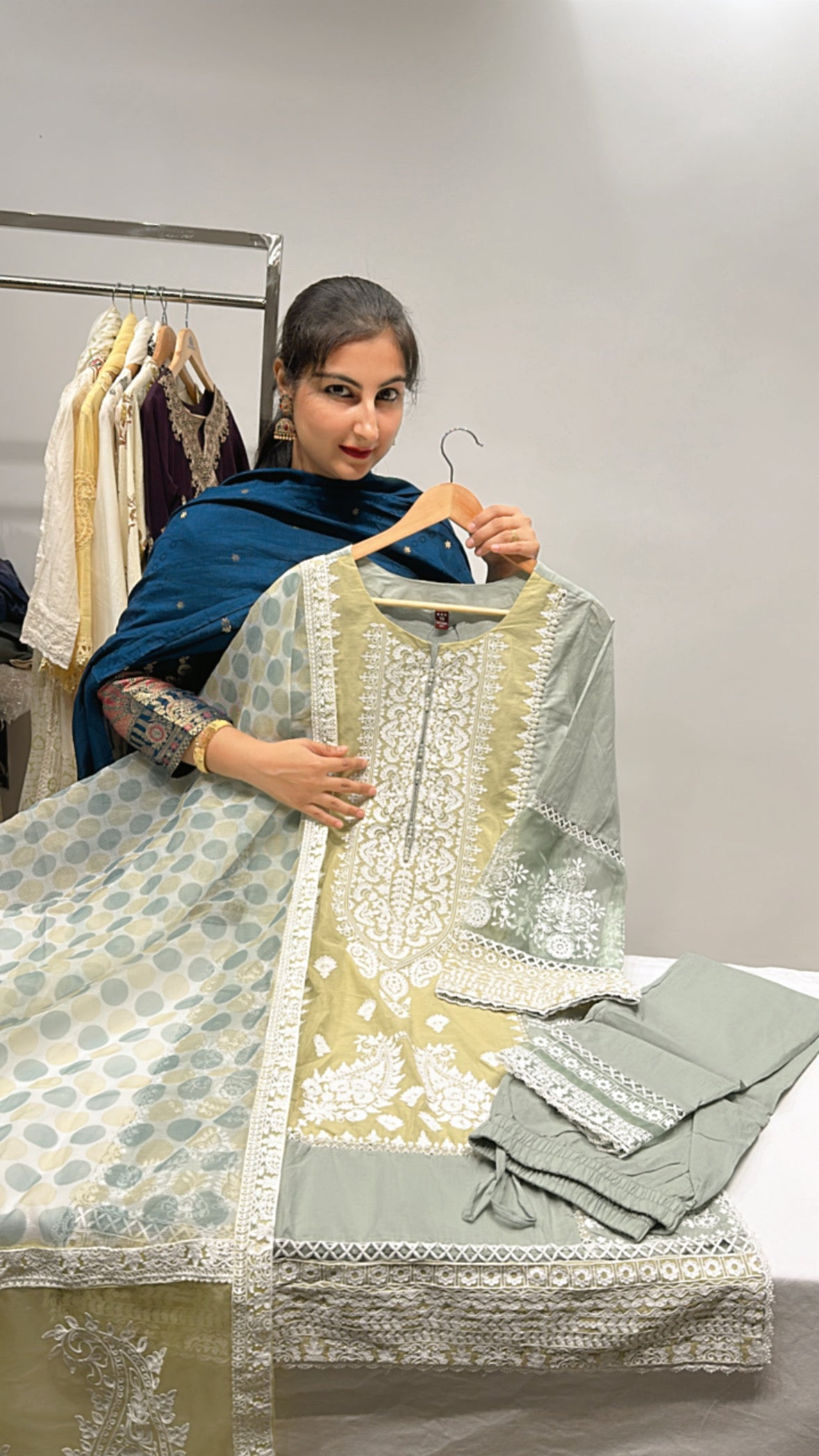 Pastel Cotton Suit with Kota Doriya Dupatta