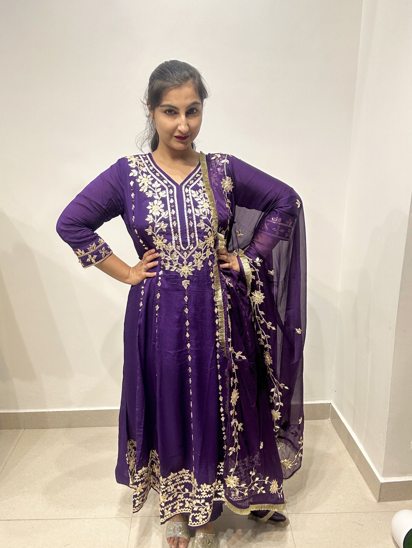 Purple Gota Anarkali Set