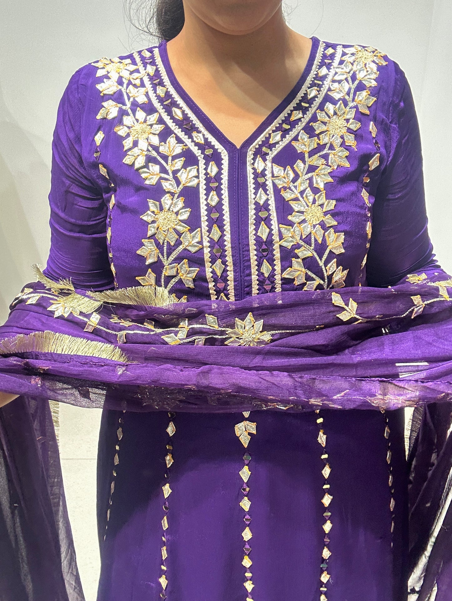 Purple Gota Anarkali Set