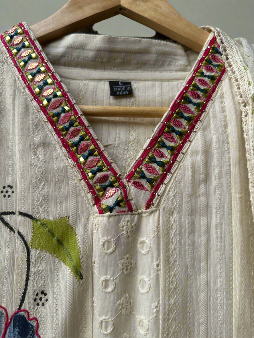 Ivory Bloom Hand-Painted Nyra Cut Suit Set