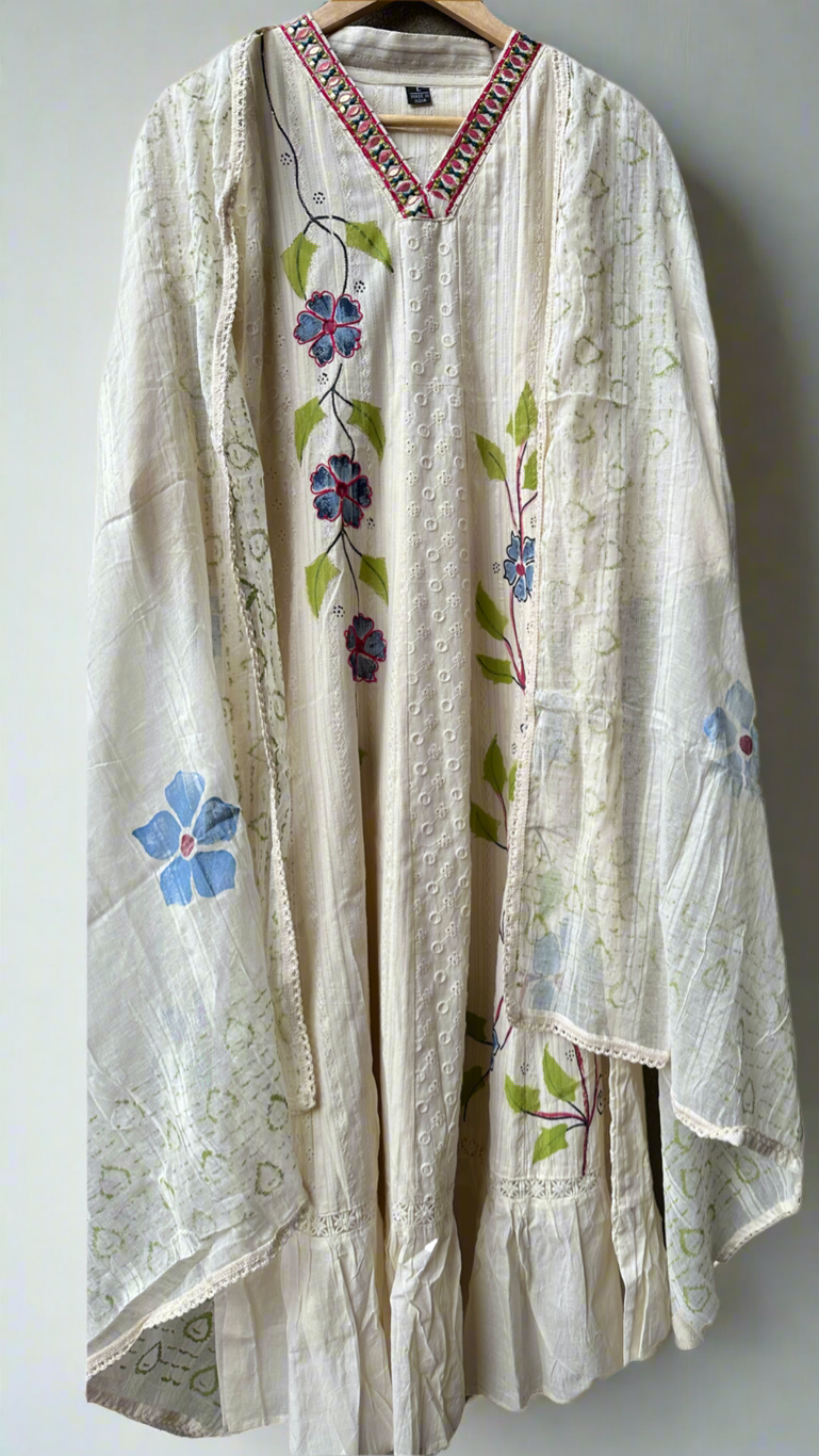 Ivory Bloom Hand-Painted Nyra Cut Suit Set