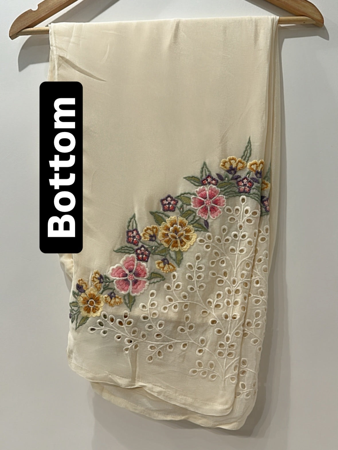 Cream Chinon Floral Embroidered Co-ord Set with Eyelet Detailing