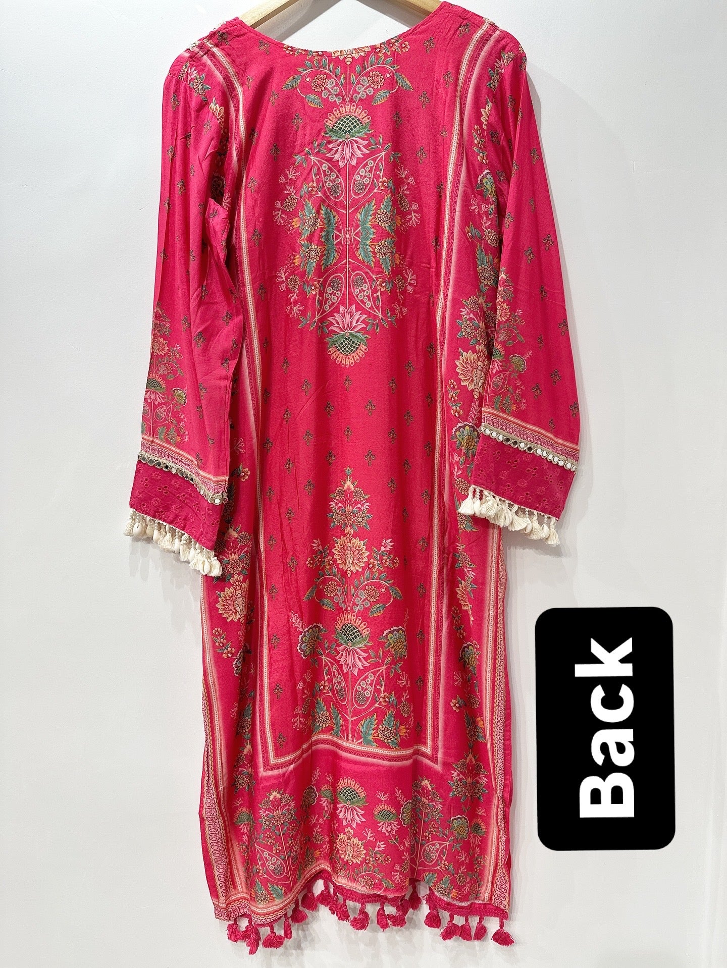 Fuchsia Muslin Schiffli Embroidered Suit with Cotton Lining
