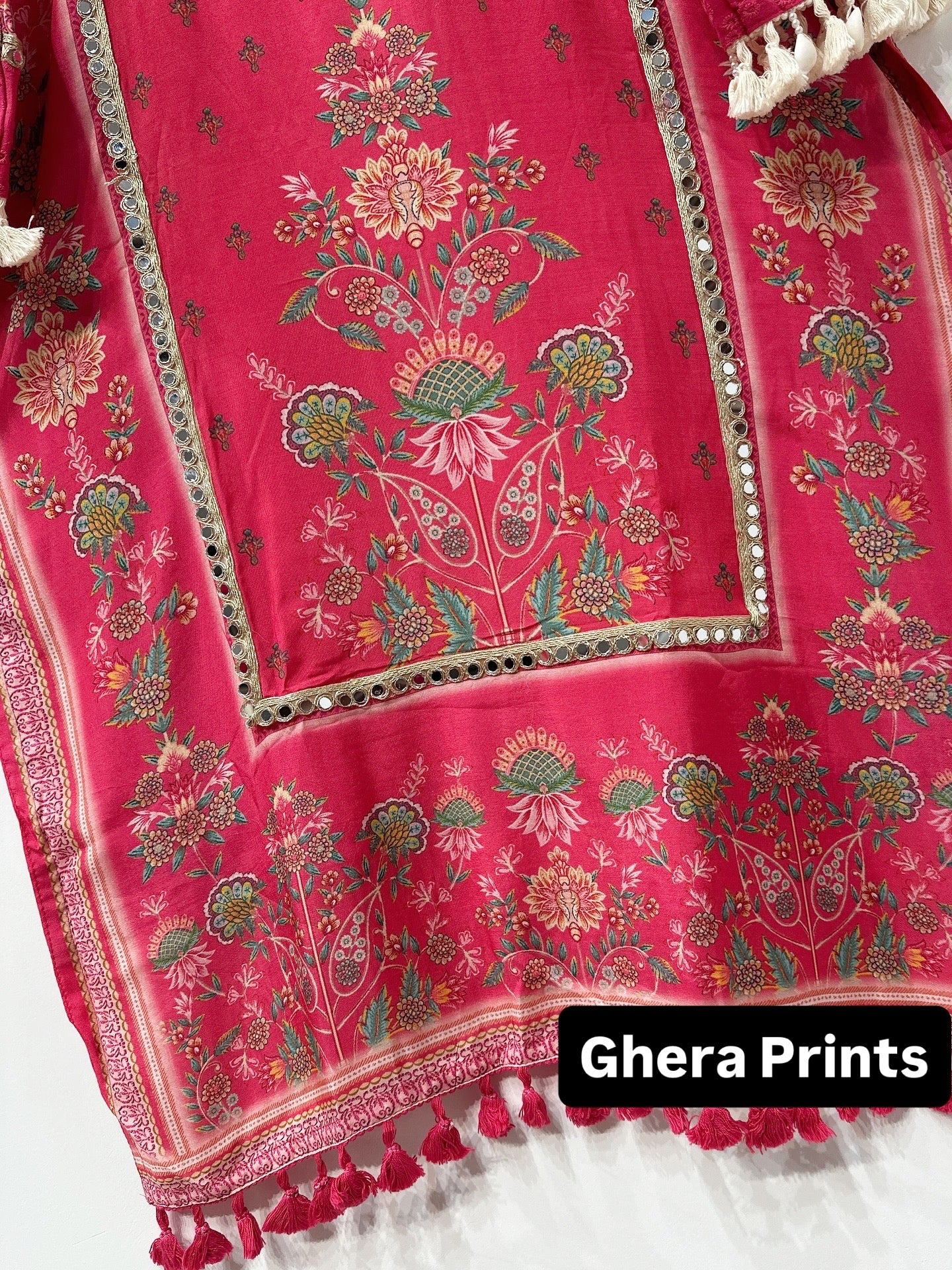Fuchsia Muslin Schiffli Embroidered Suit with Cotton Lining