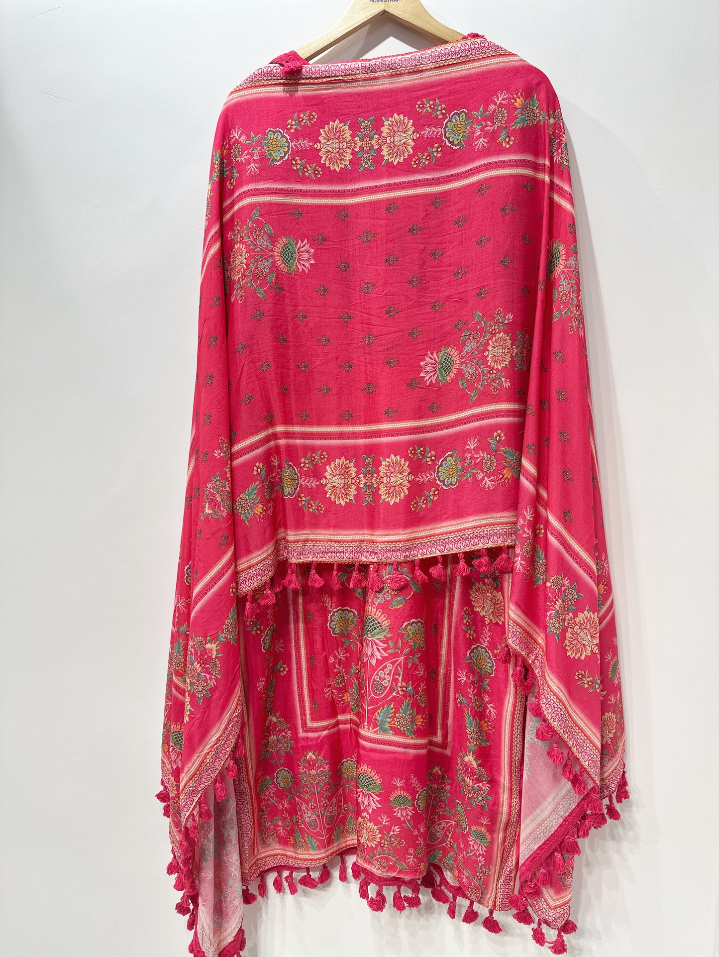 Fuchsia Muslin Schiffli Embroidered Suit with Cotton Lining