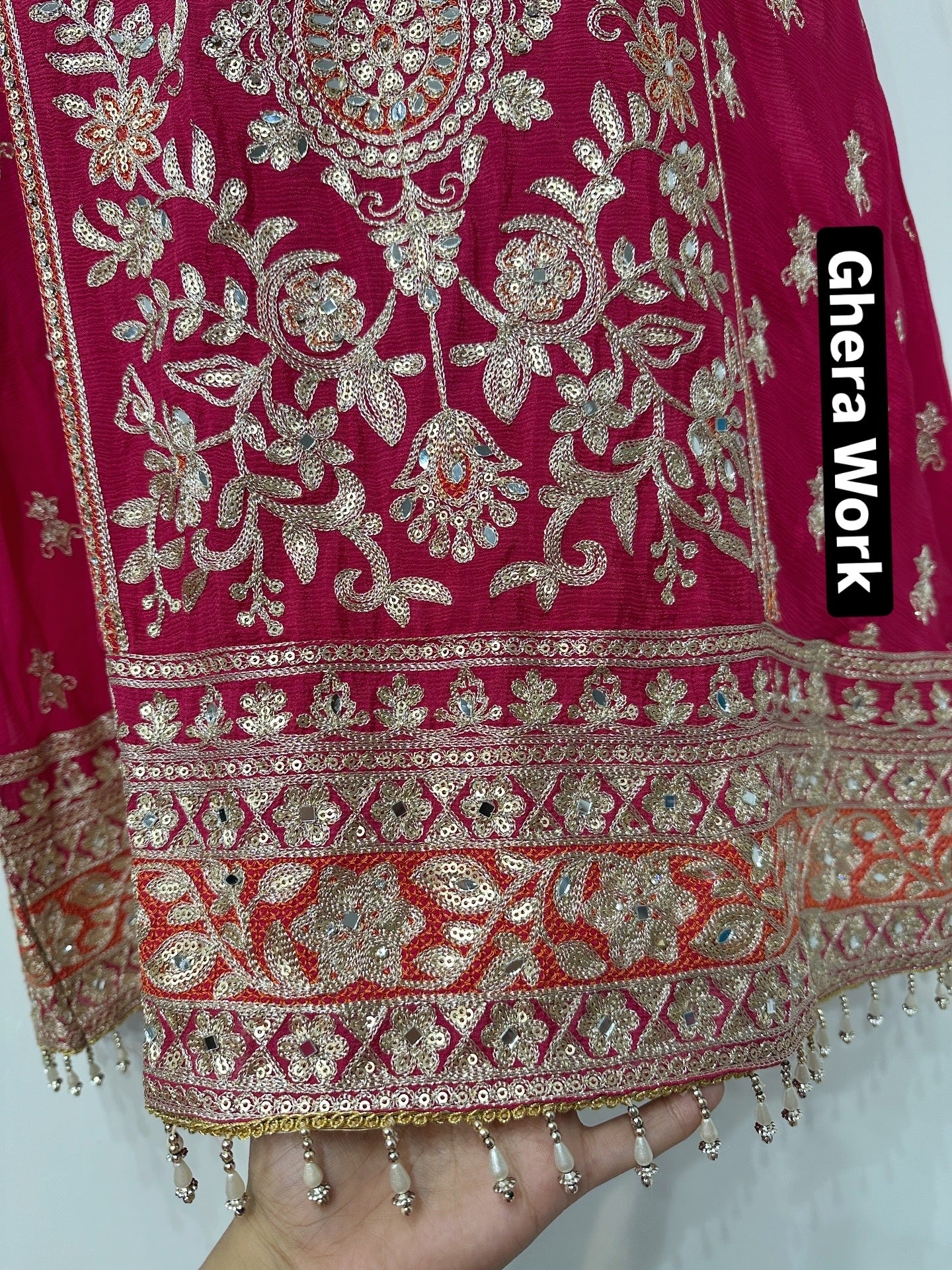Rani Pink Embroidered Sharara Suit Set with Contrast Dupatta