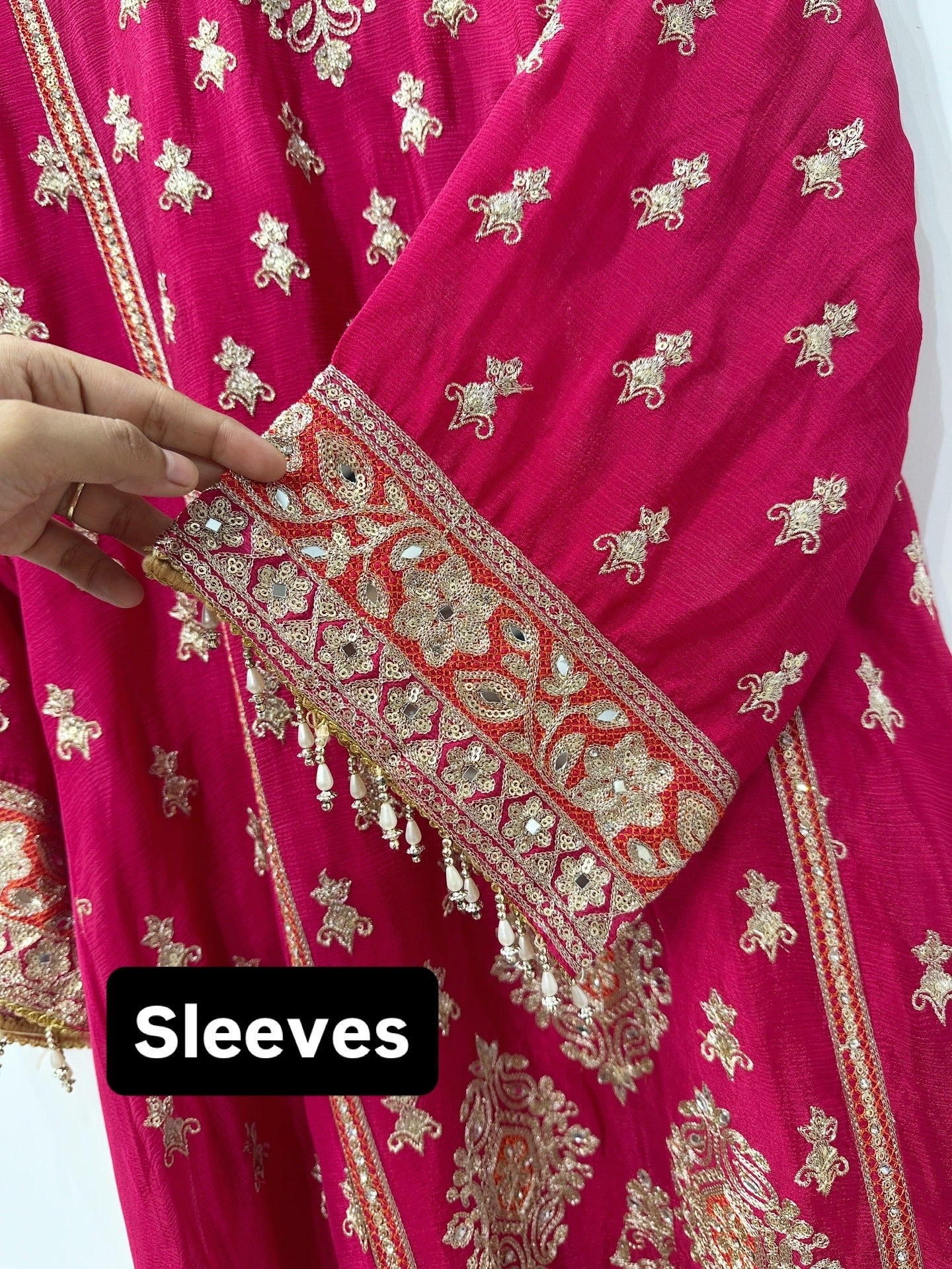 Rani Pink Embroidered Sharara Suit Set with Contrast Dupatta