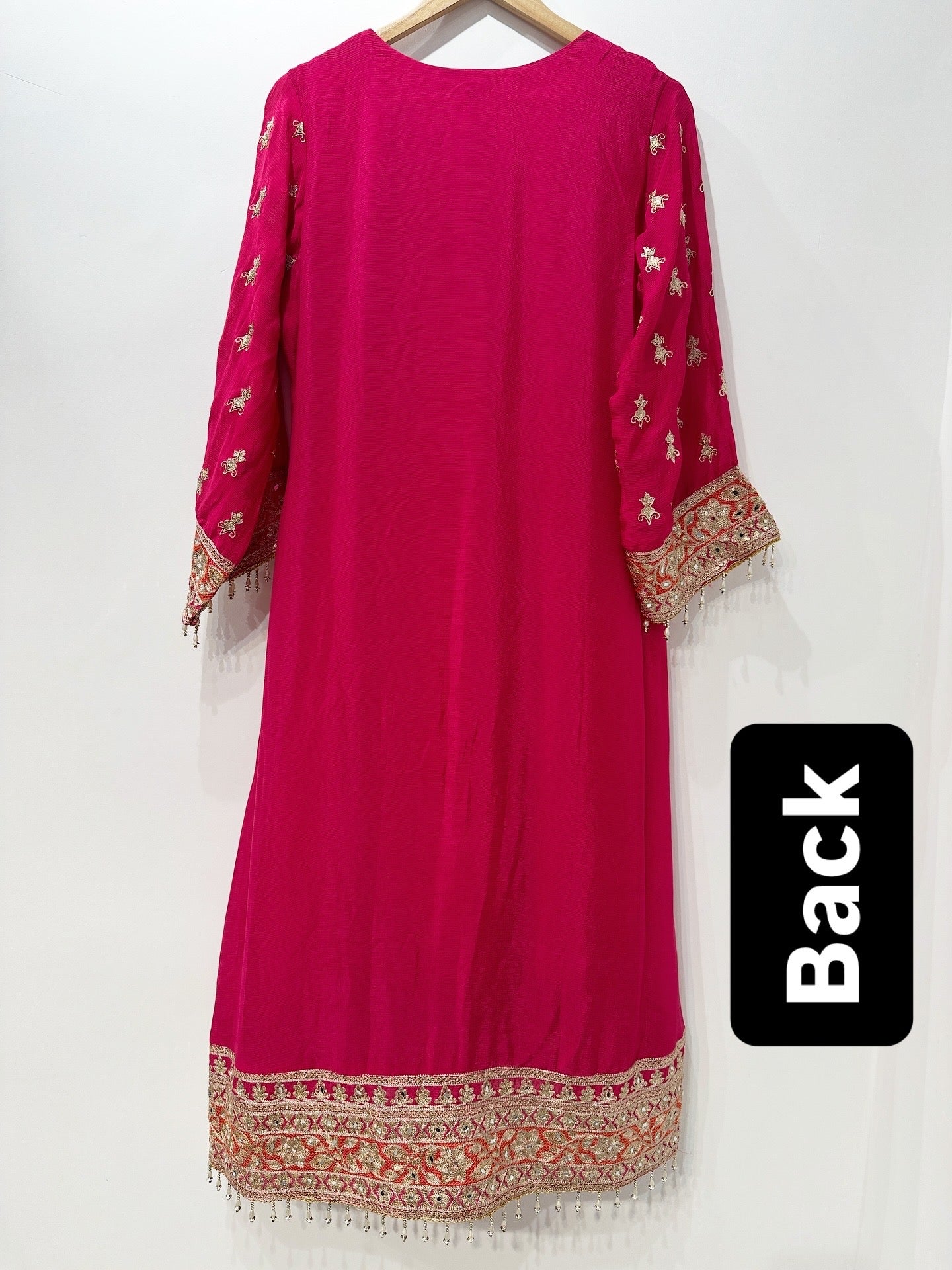 Rani Pink Embroidered Sharara Suit Set with Contrast Dupatta