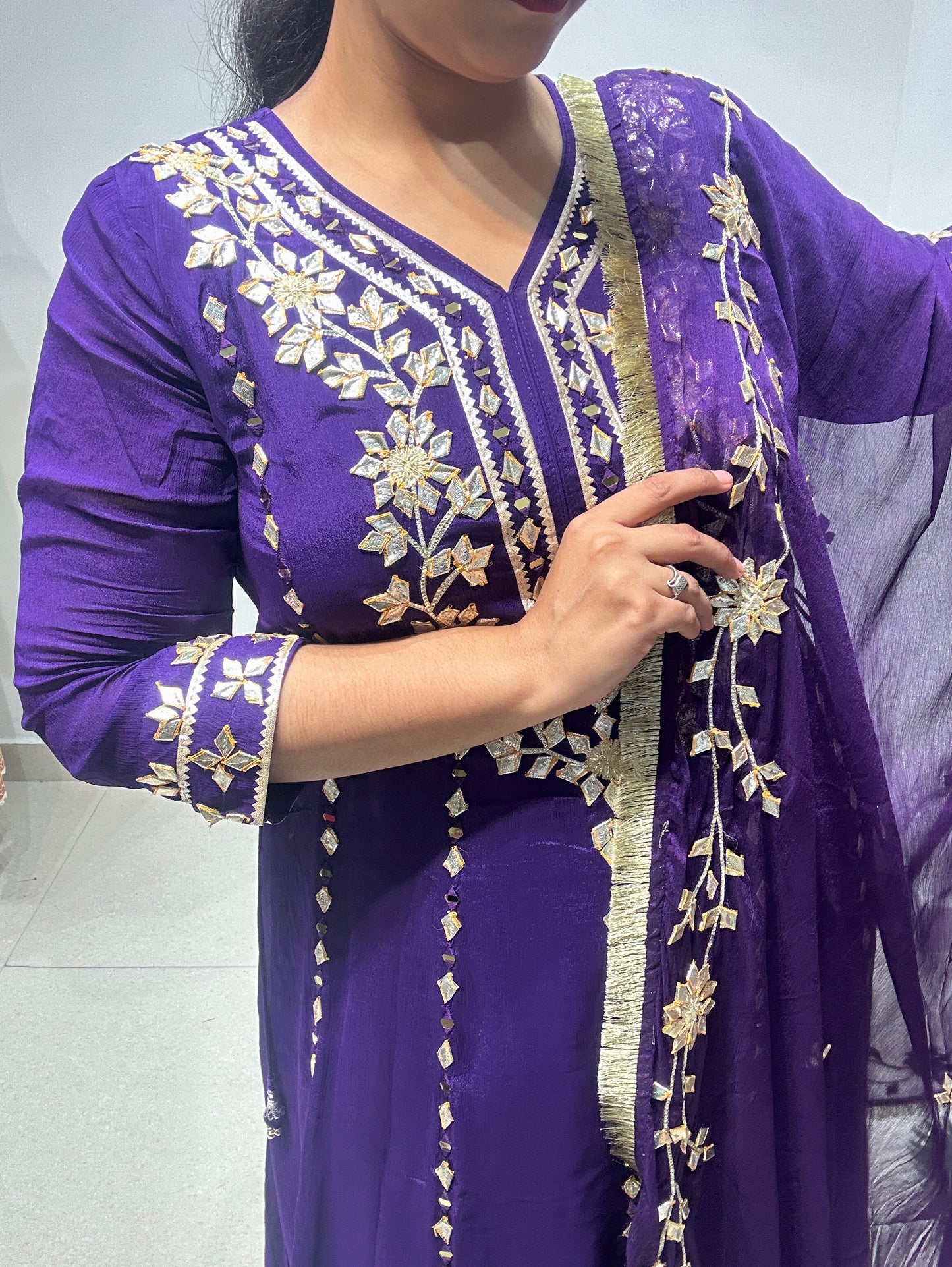 Purple Gota Anarkali Set