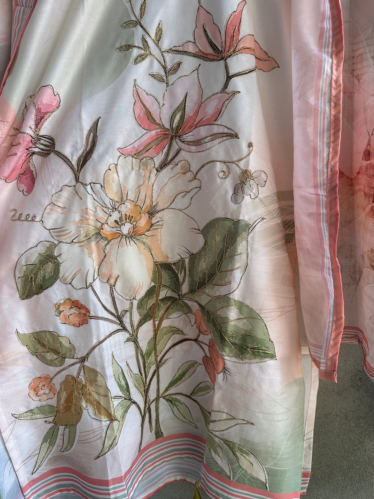 Blush Bloom Embroidered Flex Cotton Suit