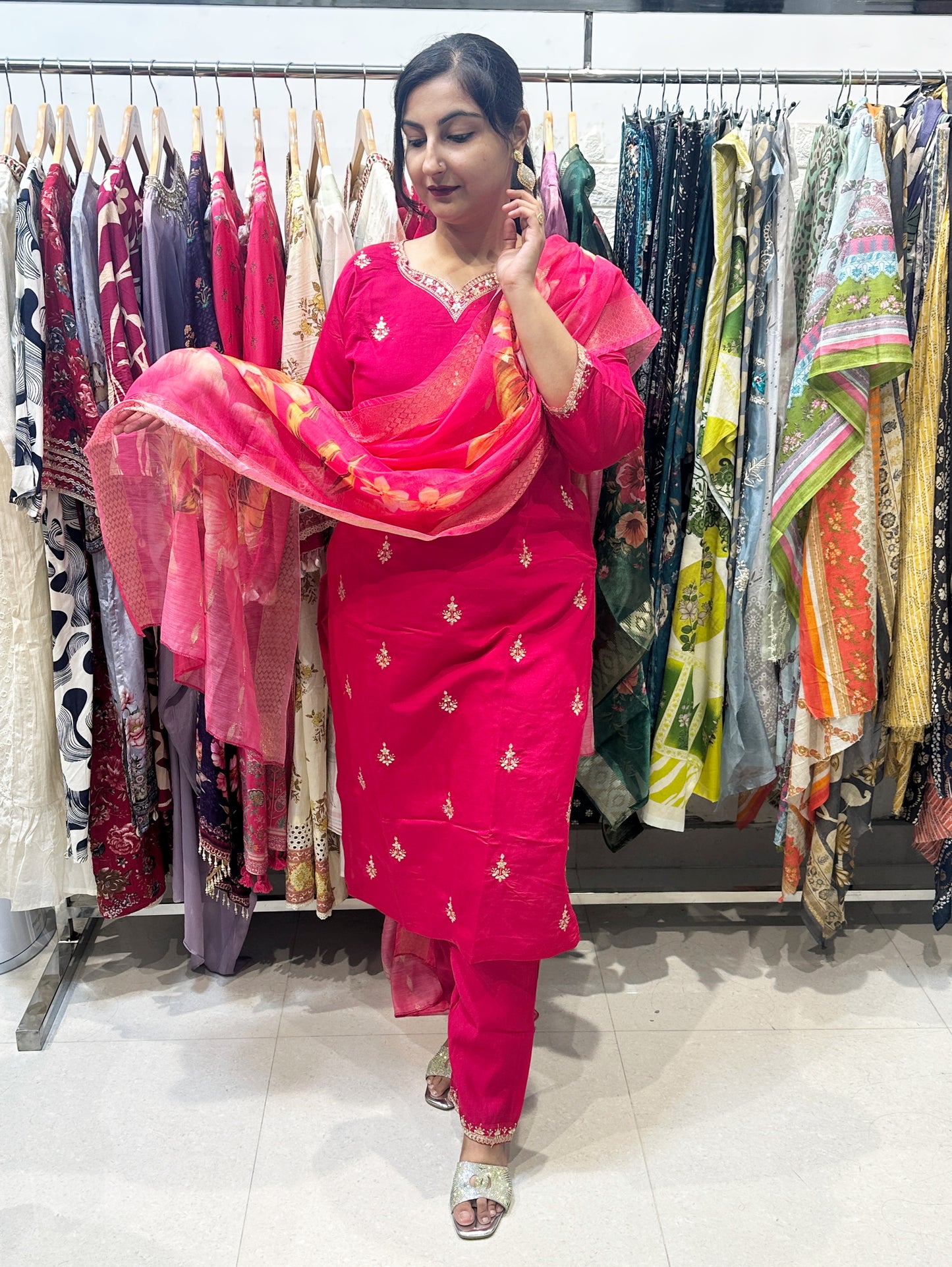 Rani Pink Embroidered Suit Set